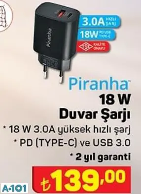 PİRANHA 18 W DUVAR ŞARJI